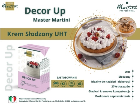 12x DECOR UP Krem do ubijania UHT słodzony 1L 12x DECOR UP Krem do ubijania UHT słodzony 1L
