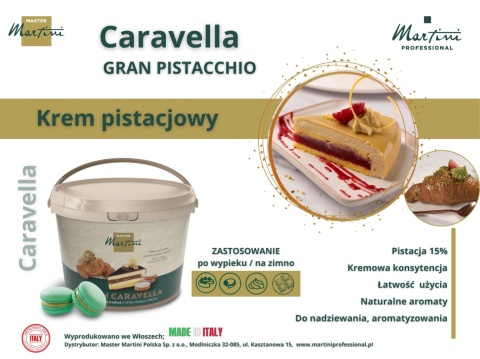 Krem pistacjowy CARAVELLA GRAN PISTACCHIO 5kg krem do nadzień, na zimno Krem pistacjowy CARAVELLA GRAN PISTACCHIO 5kg krem do nadzień, na zimno