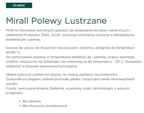 MIRALL DARK CHOCOLATE Polewa lustrzana glasaż ciemna czekolada deserowa 3kg MIRALL DARK CHOCOLATE Polewa lustrzana glasaż ciemna czekolada deserowa 3kg