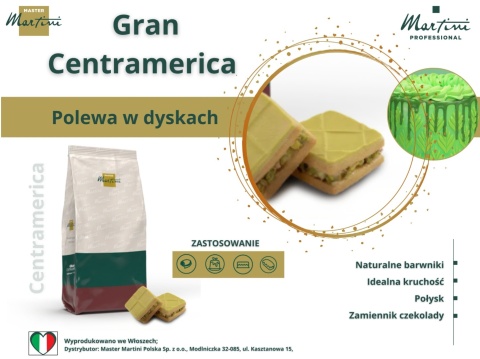 Polewa glazura pistacja zielona Gran Centramerica 1KG w dyskach Polewa glazura pistacja zielona Gran Centramerica 1KG w dyskach